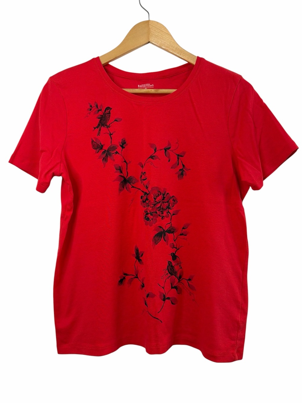 Northern Reflections Red Bird Floral Graphic Tee XL Cotton Casual